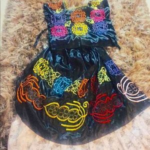 Frida Kahlo Party Floral Mexican Embroidery Dress